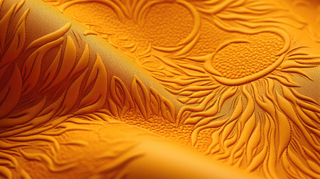Macro closeup of orange fabric with embossed pattern on itの素材