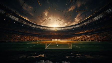 Soccer stadium at nightの素材