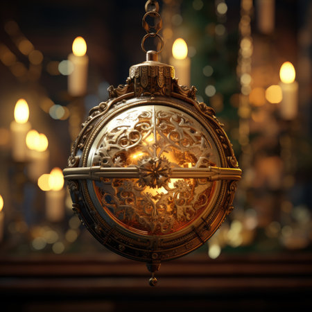 Vintage Christmas clock in the church, shallow depth of field.の素材