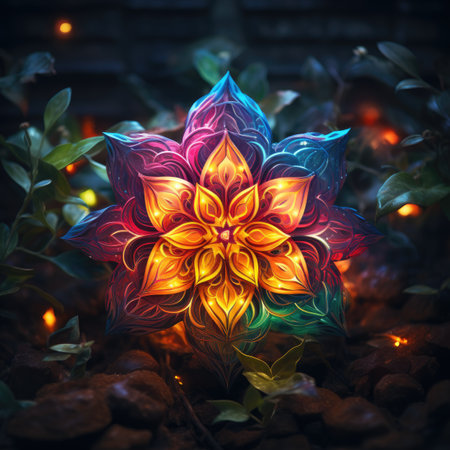 Fractal in the form of a flower. Glowing flowerの素材