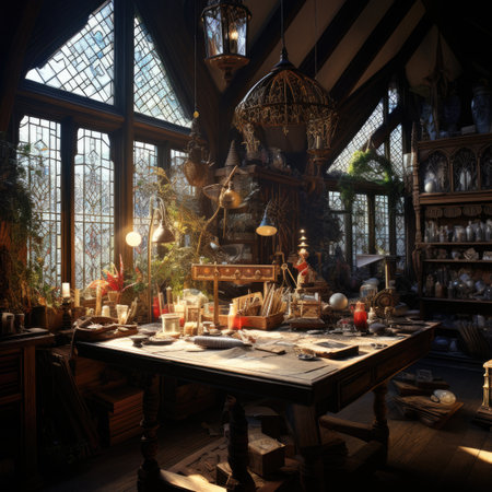 The interior of a medieval fairytale houseの素材