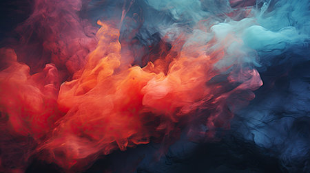 Red and blue cloud of ink in water. Abstract background for design.の素材