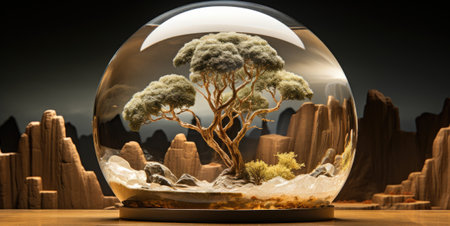 Crystal ball with a tree insideの素材