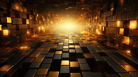 abstract technology background with glowing particles. Reflective surfaceの素材