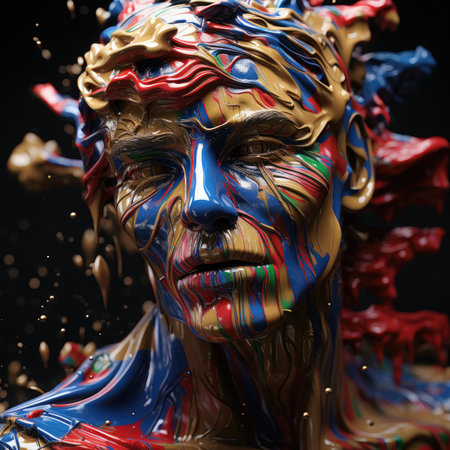 Portrait of a woman with a painted face.の素材