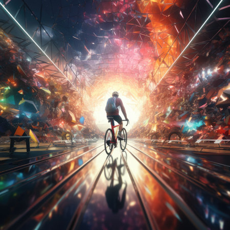 Cyclist in futuristic tunnel.の素材