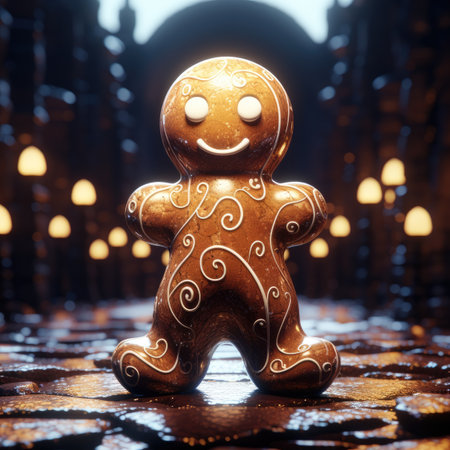 Gingerbread man in the dark. Christmas concept.の素材
