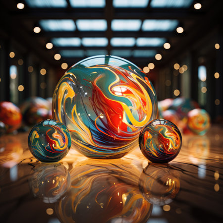 a group of marbles in a glass sphereの素材