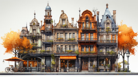 Watercolor Old townの素材