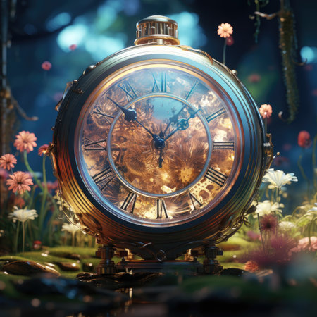 Vintage pocket watch in the garden.の素材