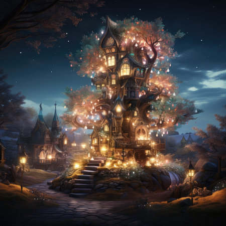 Fantasy fairy tale house in the forest.の素材