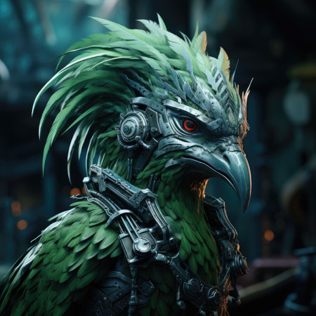 a fantasy alien warrior in a futuristic setting.の素材