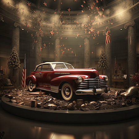 Vintage car in the interior of the theater.の素材