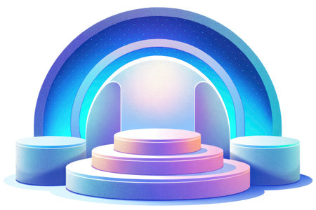 Abstract round podium with lighting effect. Award ceremony concept.の素材