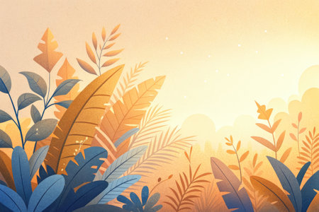 Autumn background with leaves and sun.の素材