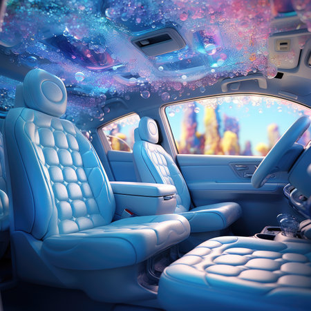 a car interior in spaceの素材