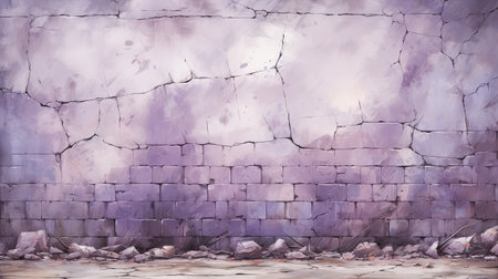 Old stone wall with crack in grunge style. Abstract background.の素材
