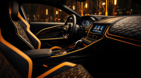 Modern luxury car interior. Interior of prestige modern car.の素材