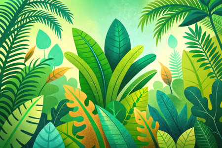 Summer background with tropical plants and leaves.の素材