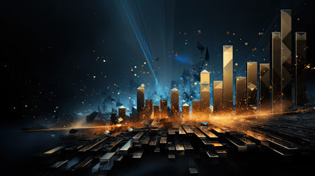 Futuristic cityscape with buildings and skyscrapers.の素材