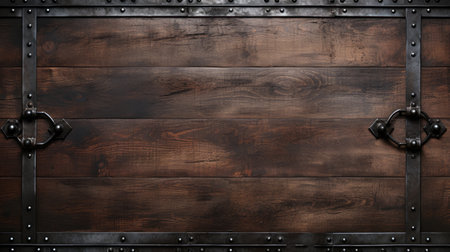 Wooden background with rivets and rivets.の素材