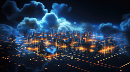 Futuristic city in the cloud.の素材