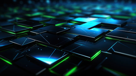 abstract background with geometric shapes in blue and green colorsの素材