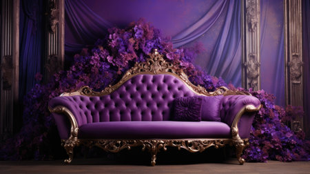 Luxury purple sofa in classic interior.の素材