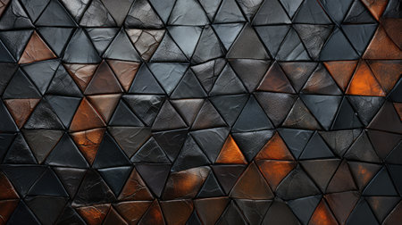 Black and brown background with rhombus pattern, close up.の素材