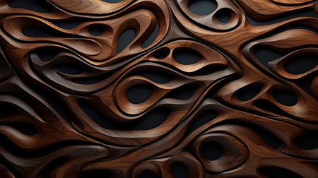 a wooden background with waves and holes in itの素材
