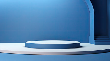 Blue podium for product presentation. Abstract background.の素材