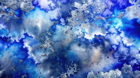 Abstract blue watercolor background. Hand drawn watercolor texture. Watercolor background with blue spots.の素材