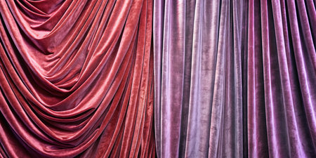Curtains with red velvet background. Abstract background and texture.の素材