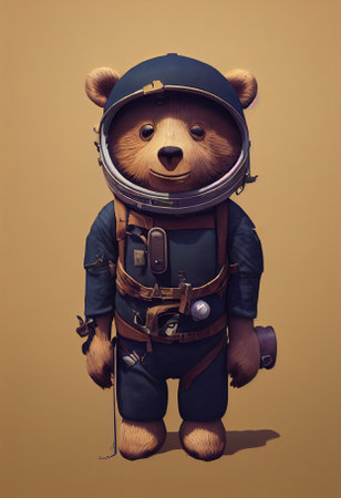 a little bear as an astronout costumeの素材
