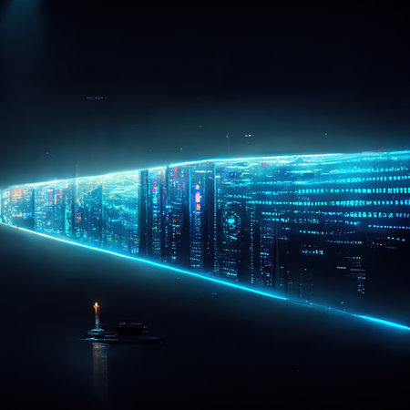Big data, digital technology, internet network connection, futristic technology backgroundの素材