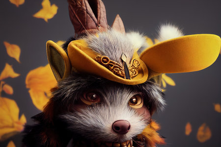 frame realistic animal with costume yordle characterの素材