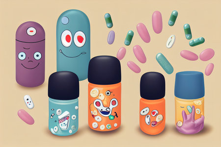 Cartoon pills charactersの素材
