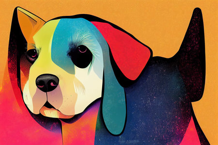 colorful dog headの素材