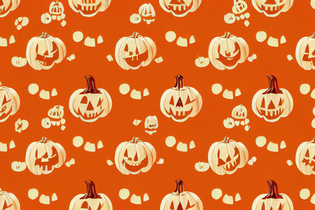 Corona Halloween Pumpkin Seamless Pattern, Pumpkins wearing face masksの素材