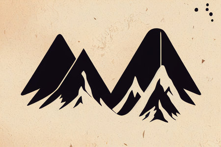 Mountains icon emblem illustration, Outdoor adventure expeditionの素材
