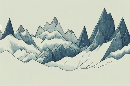 Many mountains, naturally on a white backgroundの素材