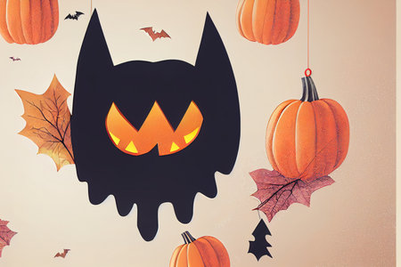 halloween banner template with cloud paper cut style andの素材