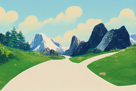 hiking, Korean mountains, Korean mountain scenery, road pavedの素材