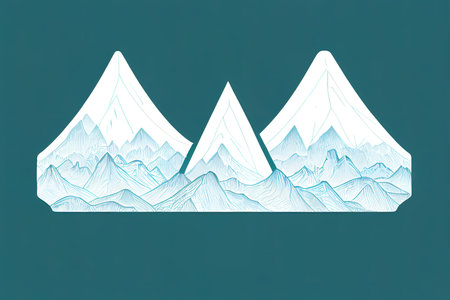 Mountain adventure outdoor badge logo icon design, anime cartoonの素材