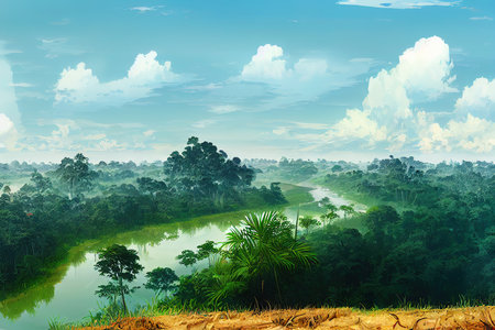 Panoramic view on the Cardamom Mountains, Cambodia, Tropical forest,,の素材