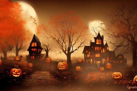 Halloween background for your design orange illustrationの素材