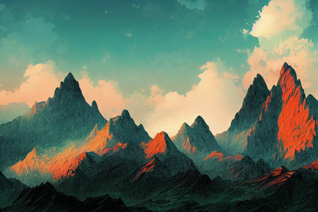 Mountain landscapes for backgrounds 2d cartoon anime styleの素材