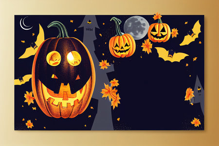 Halloween disco party poster with jack o lantern pumpkinの素材