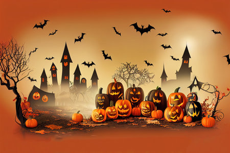 Halloween background design with product display cylindrical shape andの素材