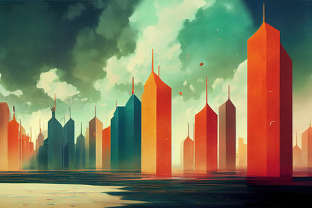 Banjul abstract city 2d Anime illustrationの素材